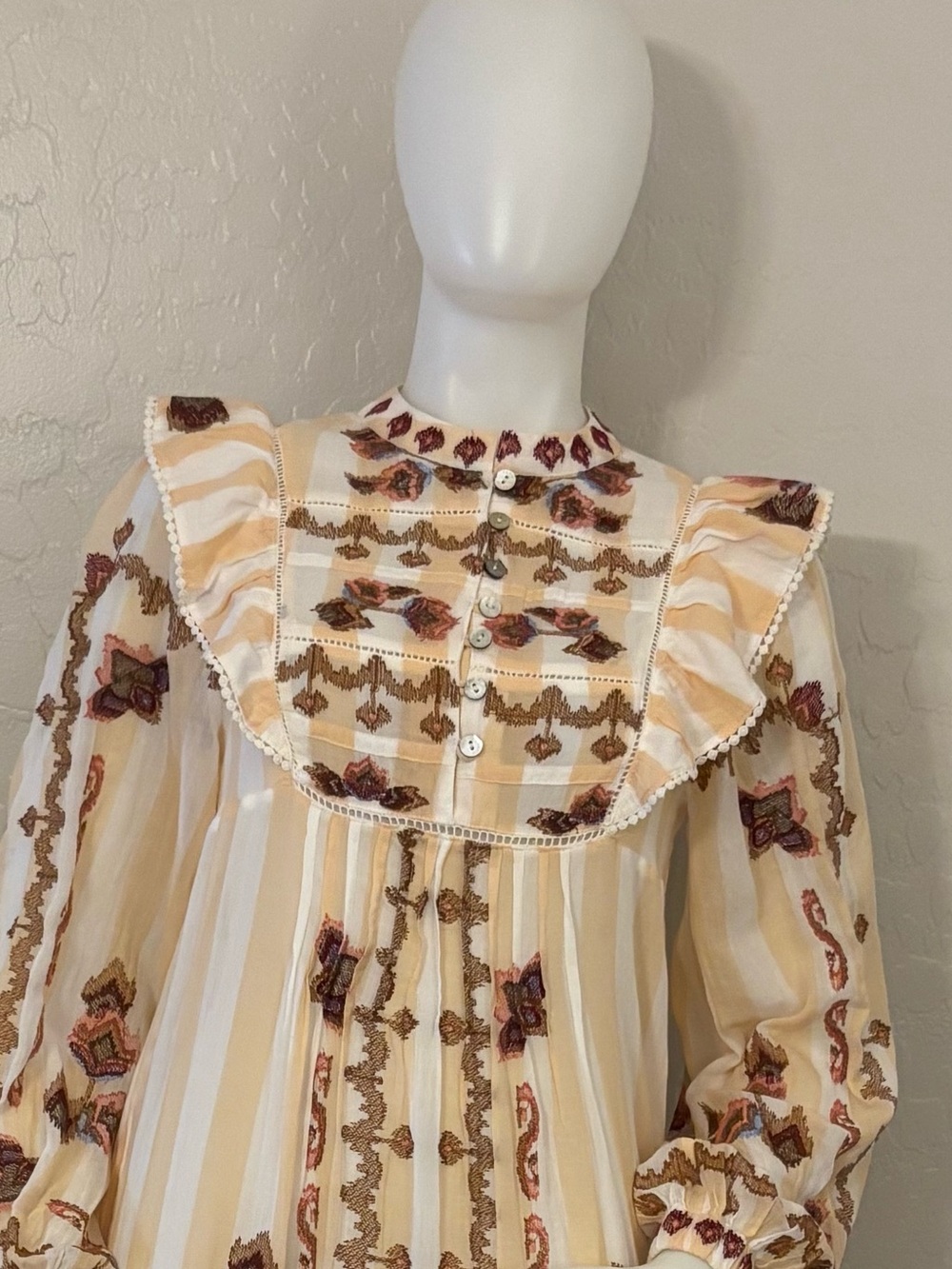 Farm Rio Jacquard Embroidered Ikat Long Sleeve Midi Dress XS - Picture 7 of 16
